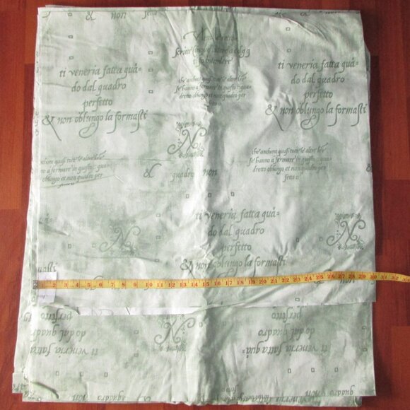 Sage Green Scrolled Lettering Home Decor Fabric ~ 6 metres - Picture 1 of 9